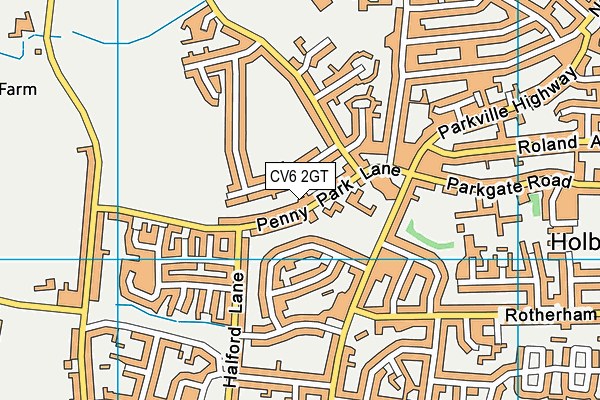 CV6 2GT map - OS VectorMap District (Ordnance Survey)