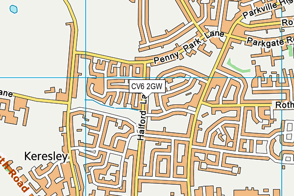 CV6 2GW map - OS VectorMap District (Ordnance Survey)