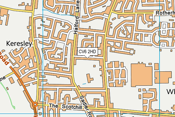 CV6 2HD map - OS VectorMap District (Ordnance Survey)