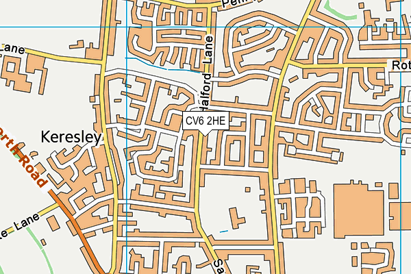 CV6 2HE map - OS VectorMap District (Ordnance Survey)