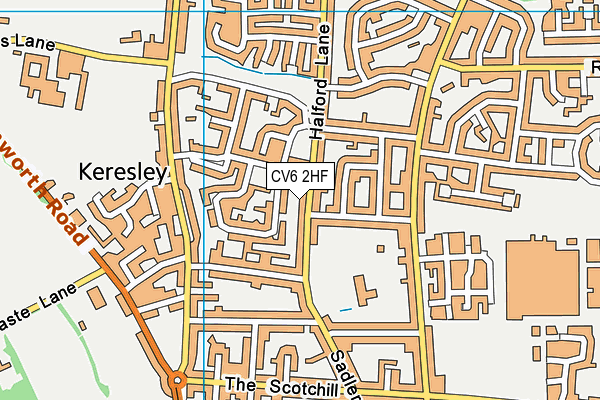 CV6 2HF map - OS VectorMap District (Ordnance Survey)