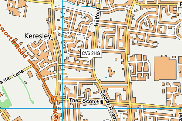 CV6 2HG map - OS VectorMap District (Ordnance Survey)