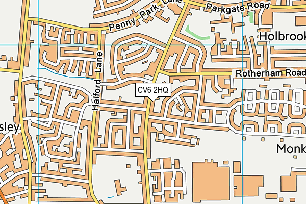 CV6 2HQ map - OS VectorMap District (Ordnance Survey)