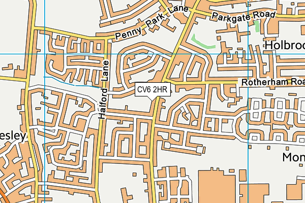 CV6 2HR map - OS VectorMap District (Ordnance Survey)