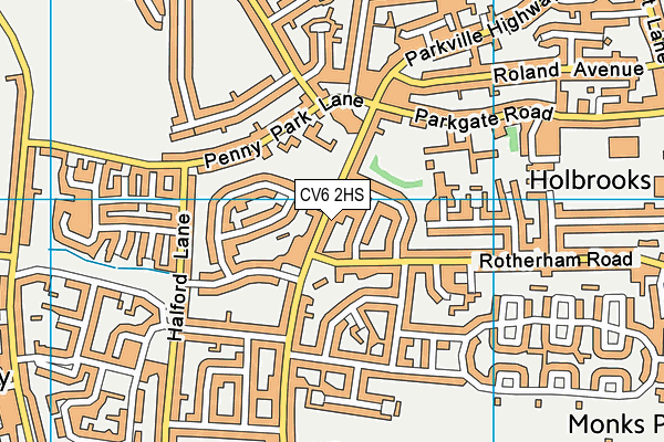 CV6 2HS map - OS VectorMap District (Ordnance Survey)