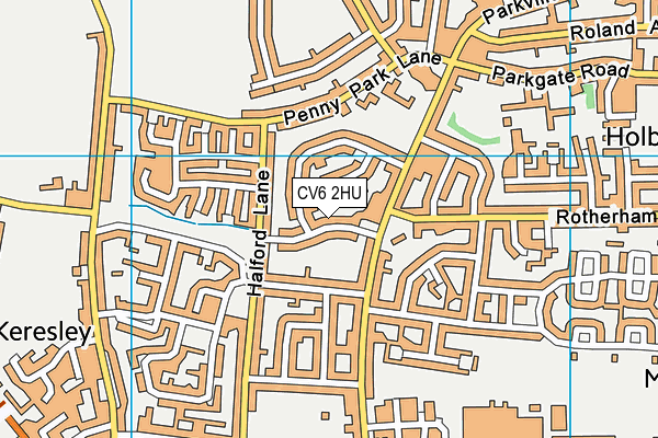 CV6 2HU map - OS VectorMap District (Ordnance Survey)