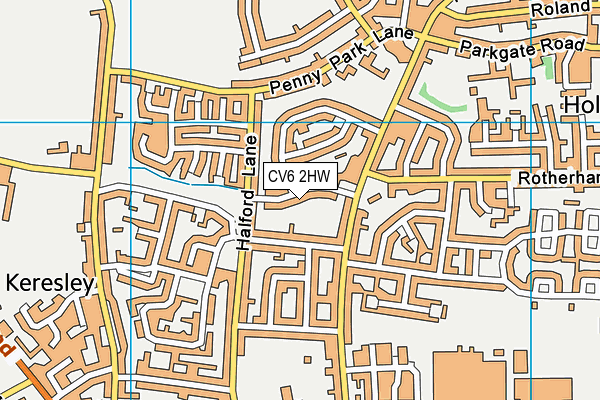 CV6 2HW map - OS VectorMap District (Ordnance Survey)