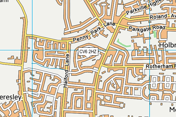 CV6 2HZ map - OS VectorMap District (Ordnance Survey)