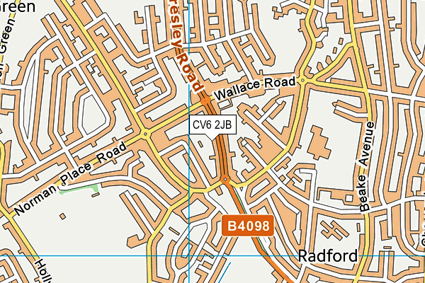 CV6 2JB map - OS VectorMap District (Ordnance Survey)