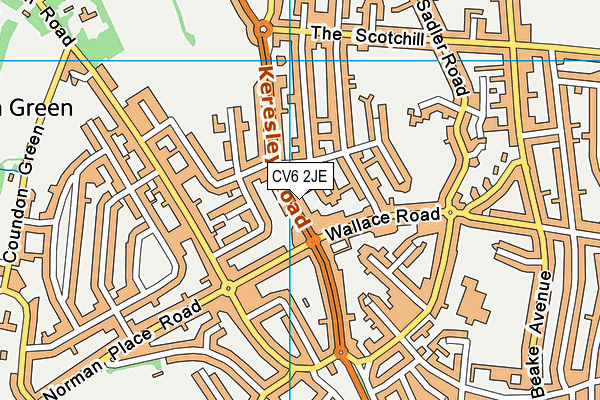 CV6 2JE map - OS VectorMap District (Ordnance Survey)