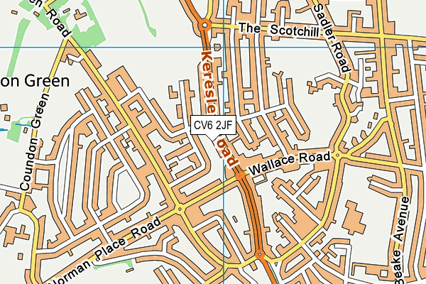 CV6 2JF map - OS VectorMap District (Ordnance Survey)