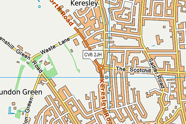 CV6 2JH map - OS VectorMap District (Ordnance Survey)