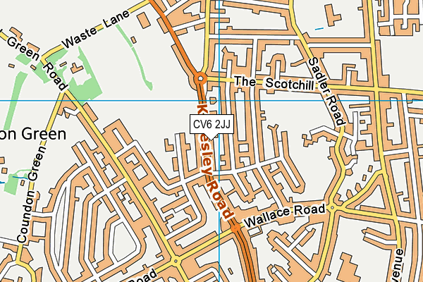 CV6 2JJ map - OS VectorMap District (Ordnance Survey)