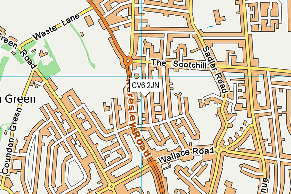 CV6 2JN map - OS VectorMap District (Ordnance Survey)