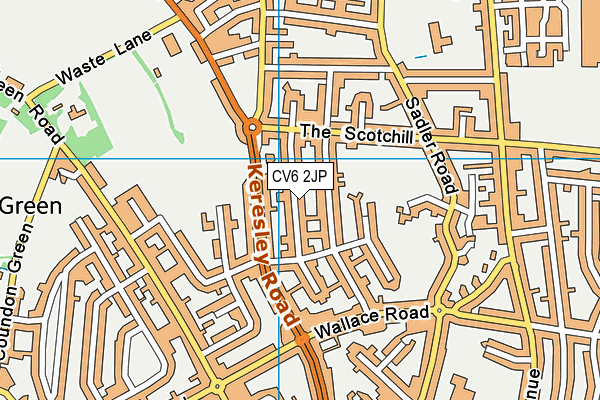 CV6 2JP map - OS VectorMap District (Ordnance Survey)