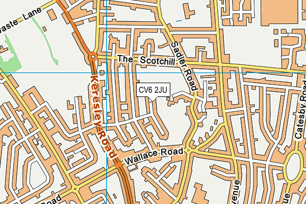 CV6 2JU map - OS VectorMap District (Ordnance Survey)