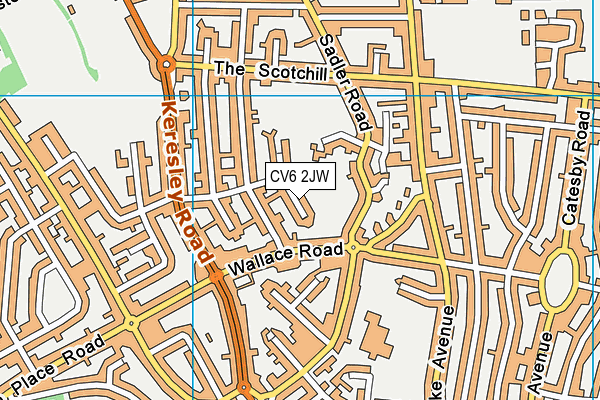 CV6 2JW map - OS VectorMap District (Ordnance Survey)