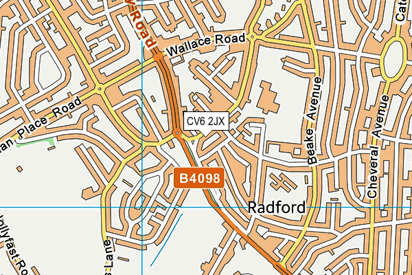 CV6 2JX map - OS VectorMap District (Ordnance Survey)