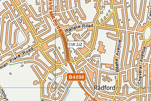 CV6 2JZ map - OS VectorMap District (Ordnance Survey)