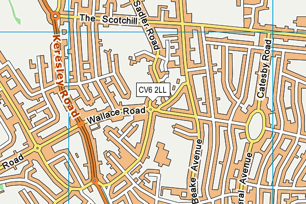 CV6 2LL map - OS VectorMap District (Ordnance Survey)