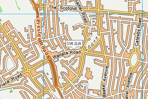 CV6 2LW map - OS VectorMap District (Ordnance Survey)