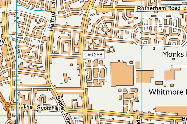 CV6 2PB map - OS VectorMap District (Ordnance Survey)