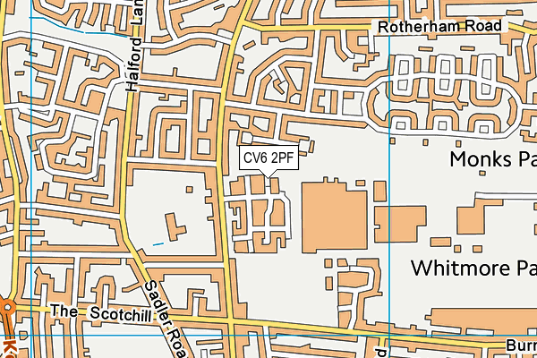 CV6 2PF map - OS VectorMap District (Ordnance Survey)