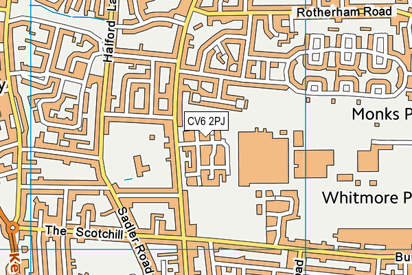 CV6 2PJ map - OS VectorMap District (Ordnance Survey)