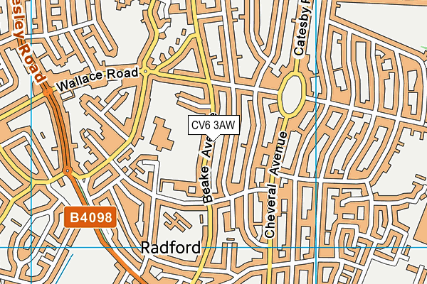CV6 3AW map - OS VectorMap District (Ordnance Survey)