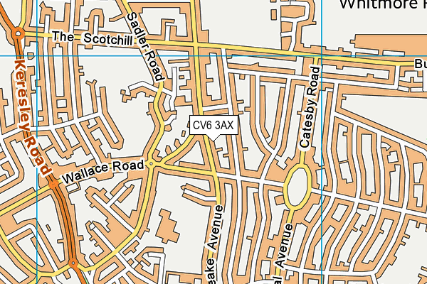 CV6 3AX map - OS VectorMap District (Ordnance Survey)