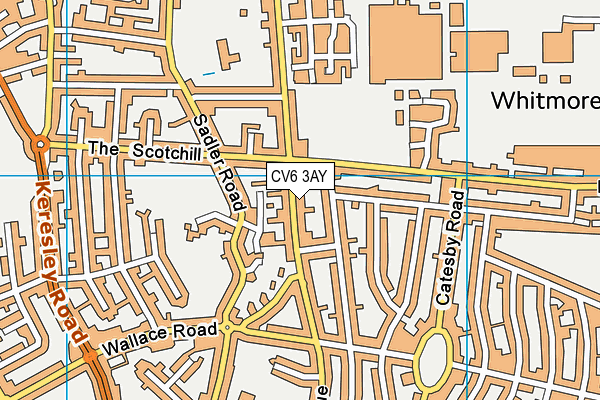 CV6 3AY map - OS VectorMap District (Ordnance Survey)