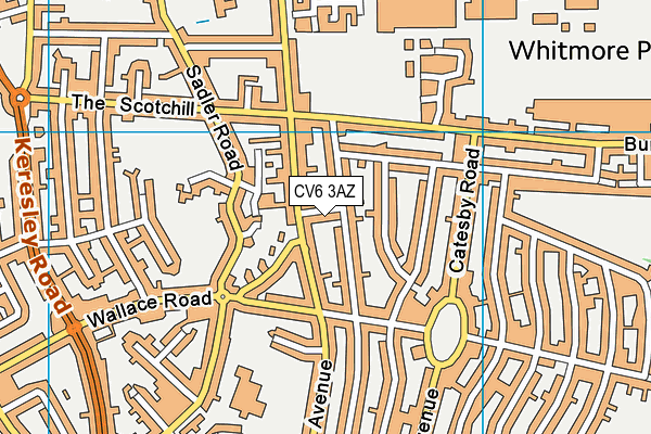 CV6 3AZ map - OS VectorMap District (Ordnance Survey)