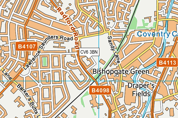 CV6 3BN map - OS VectorMap District (Ordnance Survey)