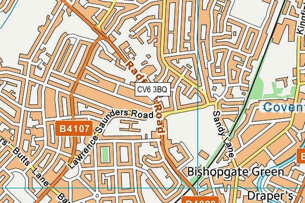 CV6 3BQ map - OS VectorMap District (Ordnance Survey)