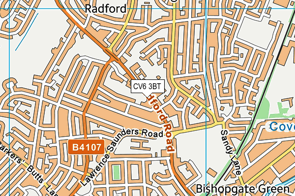 CV6 3BT map - OS VectorMap District (Ordnance Survey)