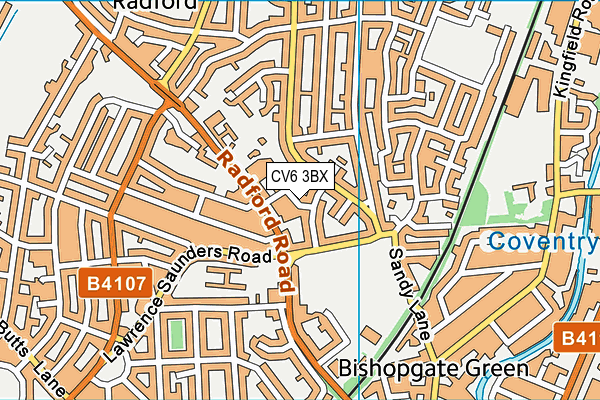 CV6 3BX map - OS VectorMap District (Ordnance Survey)