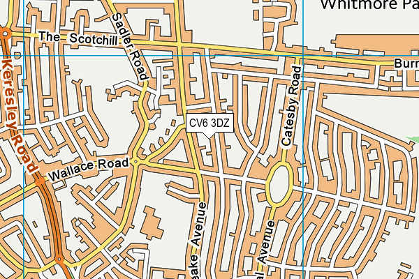 CV6 3DZ map - OS VectorMap District (Ordnance Survey)
