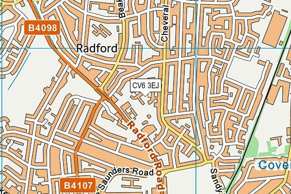 CV6 3EJ map - OS VectorMap District (Ordnance Survey)