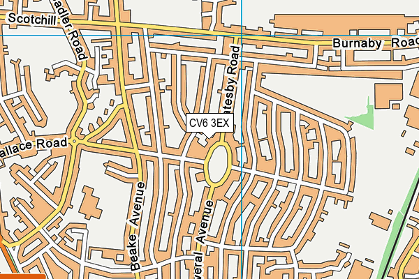 CV6 3EX map - OS VectorMap District (Ordnance Survey)