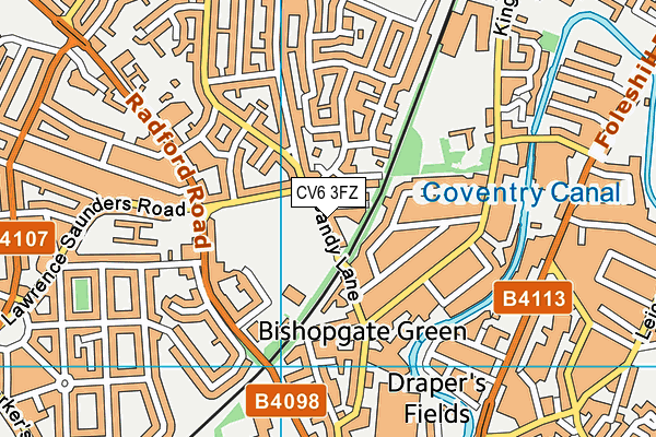 CV6 3FZ map - OS VectorMap District (Ordnance Survey)