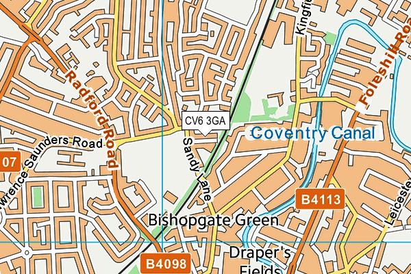 CV6 3GA map - OS VectorMap District (Ordnance Survey)
