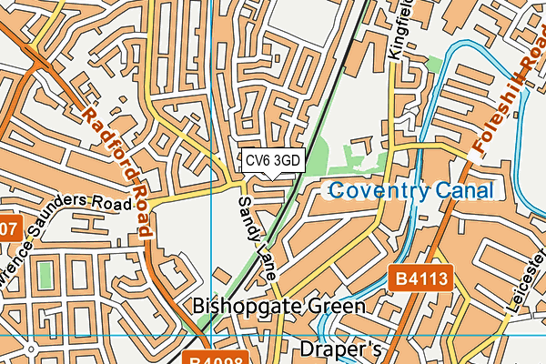 CV6 3GD map - OS VectorMap District (Ordnance Survey)