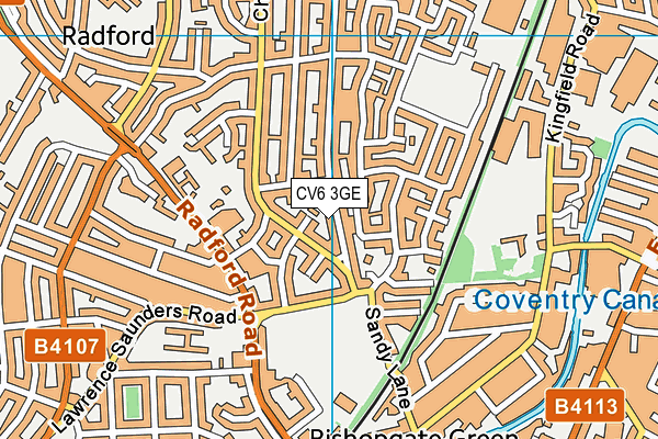 CV6 3GE map - OS VectorMap District (Ordnance Survey)