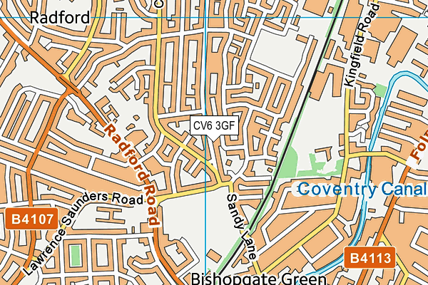 CV6 3GF map - OS VectorMap District (Ordnance Survey)