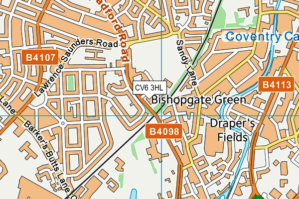 CV6 3HL map - OS VectorMap District (Ordnance Survey)