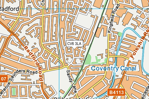 CV6 3LA map - OS VectorMap District (Ordnance Survey)