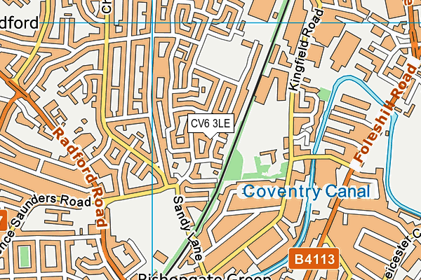 CV6 3LE map - OS VectorMap District (Ordnance Survey)