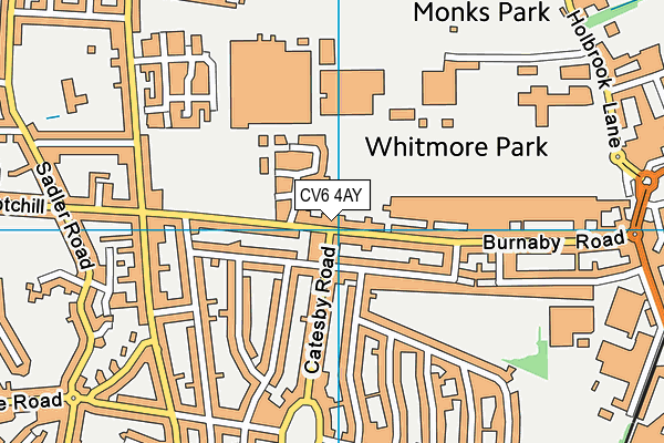 CV6 4AY map - OS VectorMap District (Ordnance Survey)