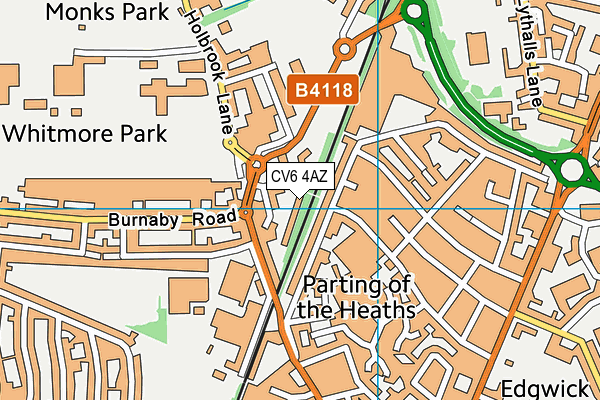 CV6 4AZ map - OS VectorMap District (Ordnance Survey)