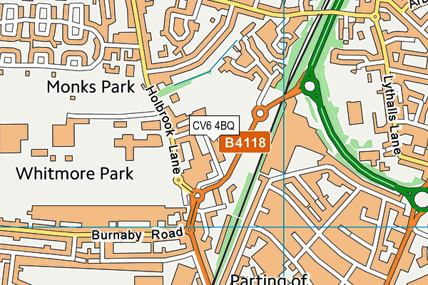 CV6 4BQ map - OS VectorMap District (Ordnance Survey)